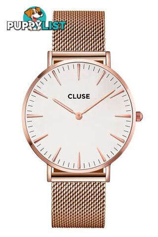 Cluse La Boheme Mesh Rose Gold/White Watch CL18112 - 8718924593899