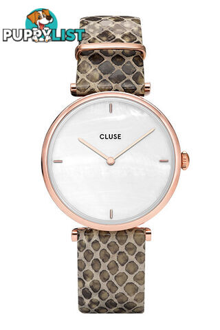 Cluse Triomphe Rose Gold White Pearl/Green Python Watch CL61007 - 8719743372252