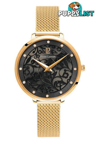 Pierre Lannier Eolia Gold Black/Gold Mesh Watch 046G538