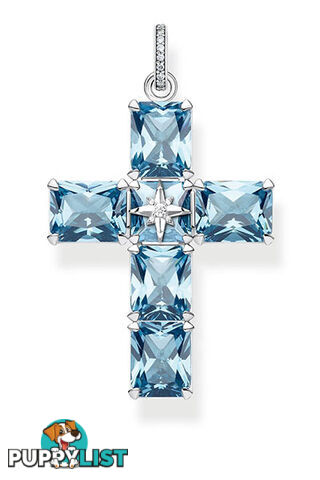 Thomas Sabo Pendant Cross Large Blue Stones With Star TPE880AQ - 4051245476606