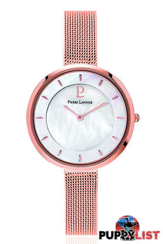 Pierre Lannier Liberty Pearl/Rose Gold Mesh Watch 076G998