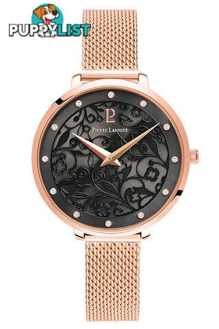 Pierre Lannier Eolia Rose Gold Black/Rose Gold Mesh Watch 039L938