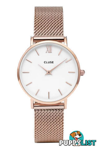 Cluse Minuit Mesh Rose Gold/White Watch CW0101203001 - 8719743373488