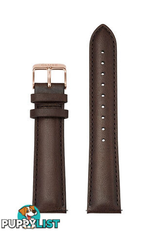 Cluse 20mm Leather Watch Strap Rose Gold/Dark Brown CS1408101066 - 8719743375673