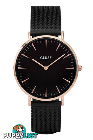 Cluse La Boheme Mesh Rose Gold Black/Black Watch CW0101201010 - 8719743373358