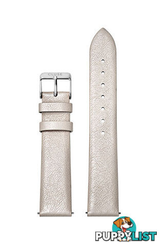 Cluse 18mm Watch Strap Warm White Metallic/Silver CS1408101055 - 8719743375345