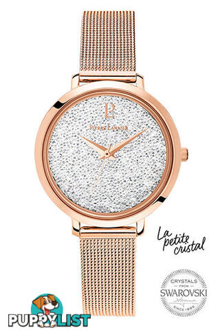 Pierre Lannier La Petite Cristal Rose Gold White Swarovski Dial/Rose Gold Mesh Watch 105J908