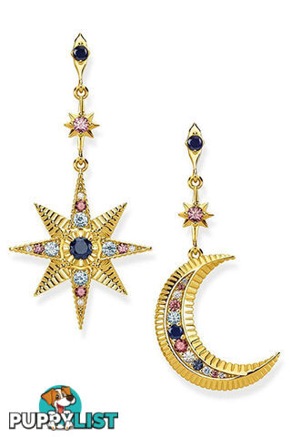 Thomas Sabo Royalty Star & Moon Earrings  Gold TH2025Y - 4051245397277