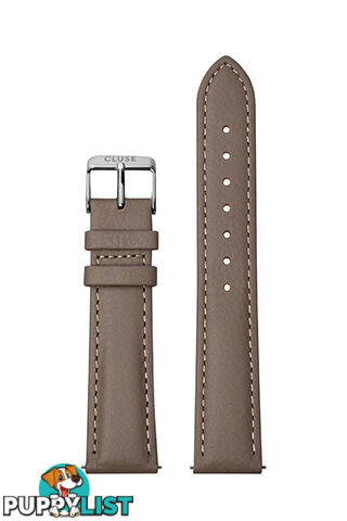 Cluse 18mm Watch Strap Taupe/Silver Leather CS1408101085 - 8719743376380