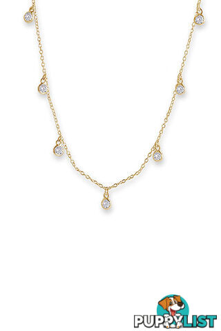 Bianc Gold Cz Bezel Scattered Drop Necklace 30100260