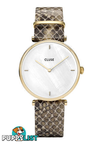 Cluse Triomphe Gold White Pearl/Green Python Watch CL61008 - 8719743372269