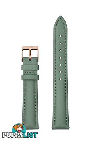 Cluse 16mm Watch Strap Stone Green/Rose Gold Leather CS1408101084 - 8719743376373