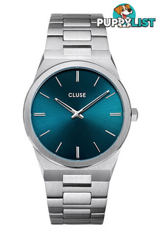 Cluse Vigoureux Mens Silver Petrol Blue/Silver Link CW0101503003 - 8719743376038