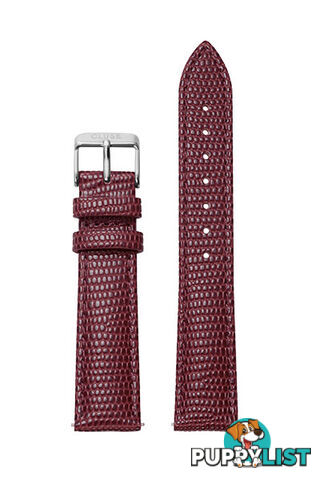 Cluse 18mm Watch Strap Burgundy Lizard/Silver CLS078 - 8719743371347