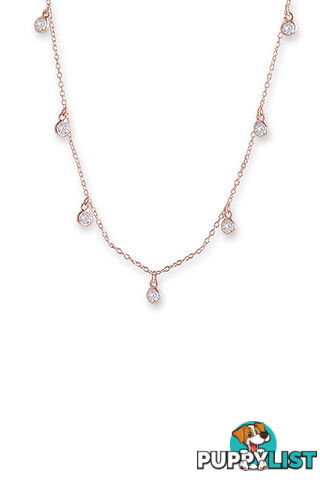 Bianc Rose Gold Cz Bezel Scattered Drop Necklace 30100259