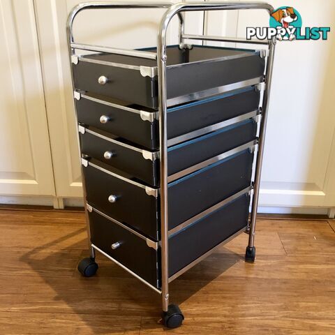 🖐5-Drawer Rolling Storage Cart and Organizer with Plastic Drawers