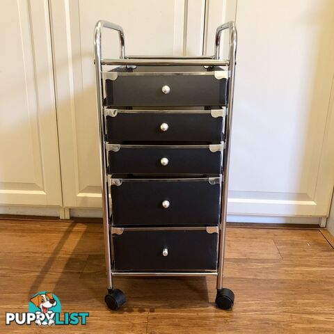 🖐5-Drawer Rolling Storage Cart and Organizer with Plastic Drawers