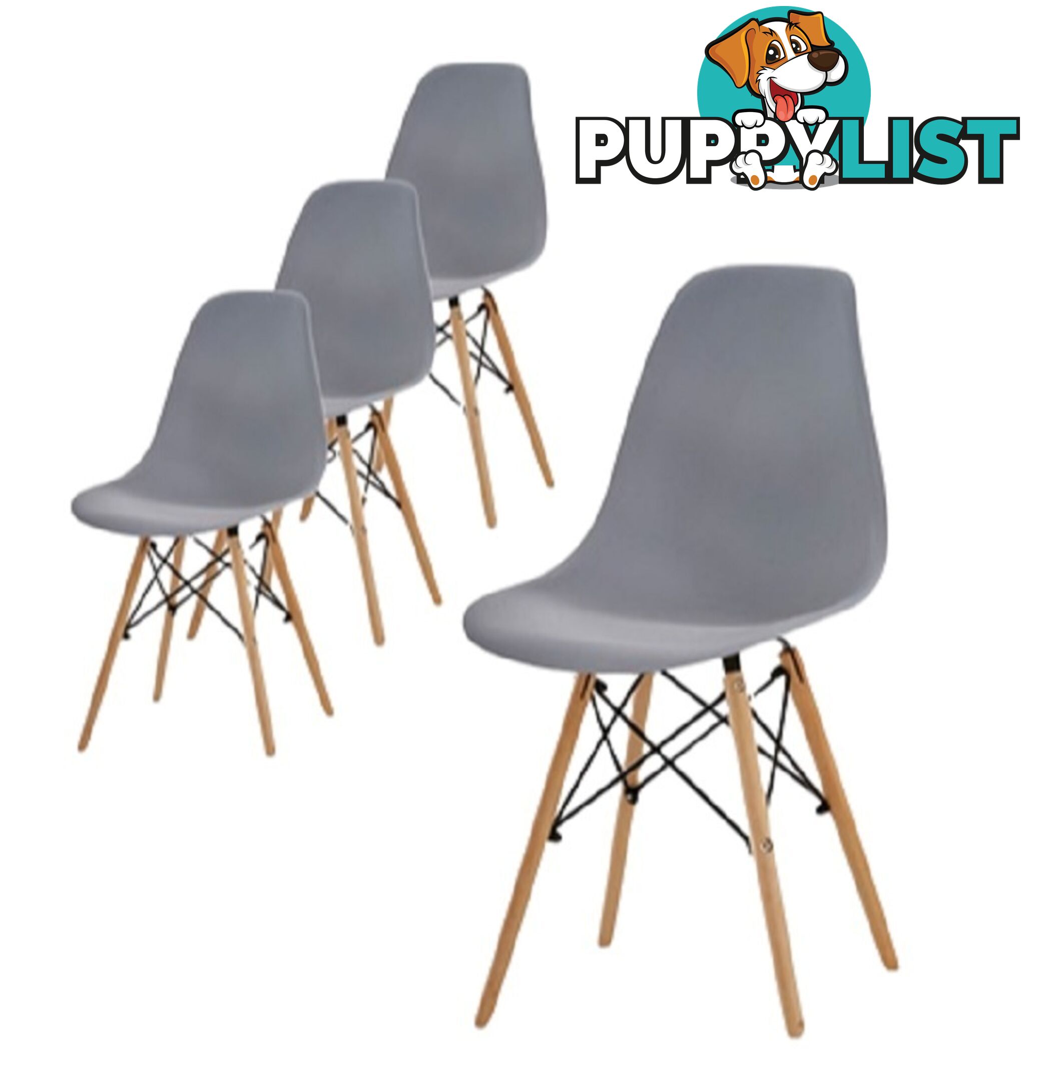 💺SAVE$100. 4 X MCM-style Slate Grey Dining Chairs