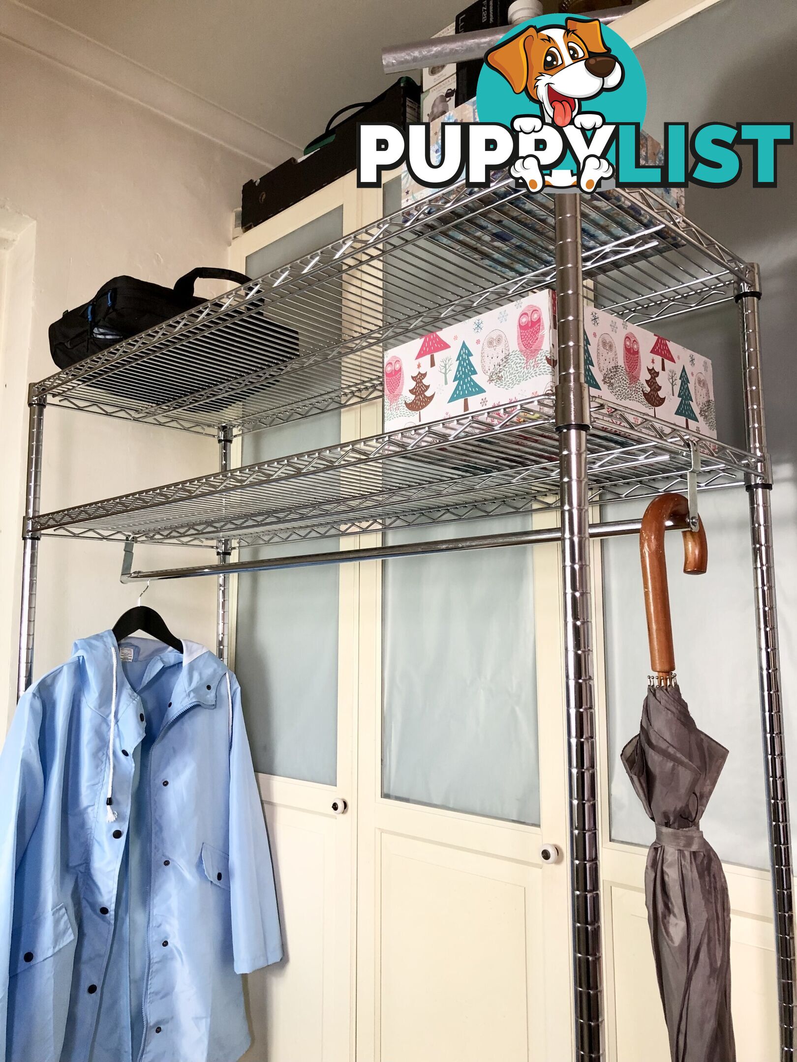 🛅Mobile Heavy Duty 4-Shelf Chrome Steel Garment Rack & Storage Rack