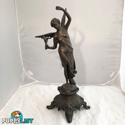 🕊Bronze Statue Art Nouveau Winged Angel of Peace Holding Dove