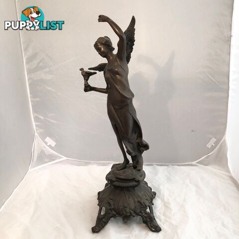 🕊Bronze Statue Art Nouveau Winged Angel of Peace Holding Dove