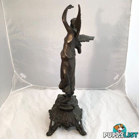 🕊Bronze Statue Art Nouveau Winged Angel of Peace Holding Dove