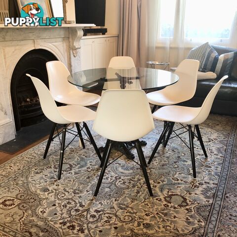 🍝6-Seater Dining Table Tempered Glass Height Adjustable