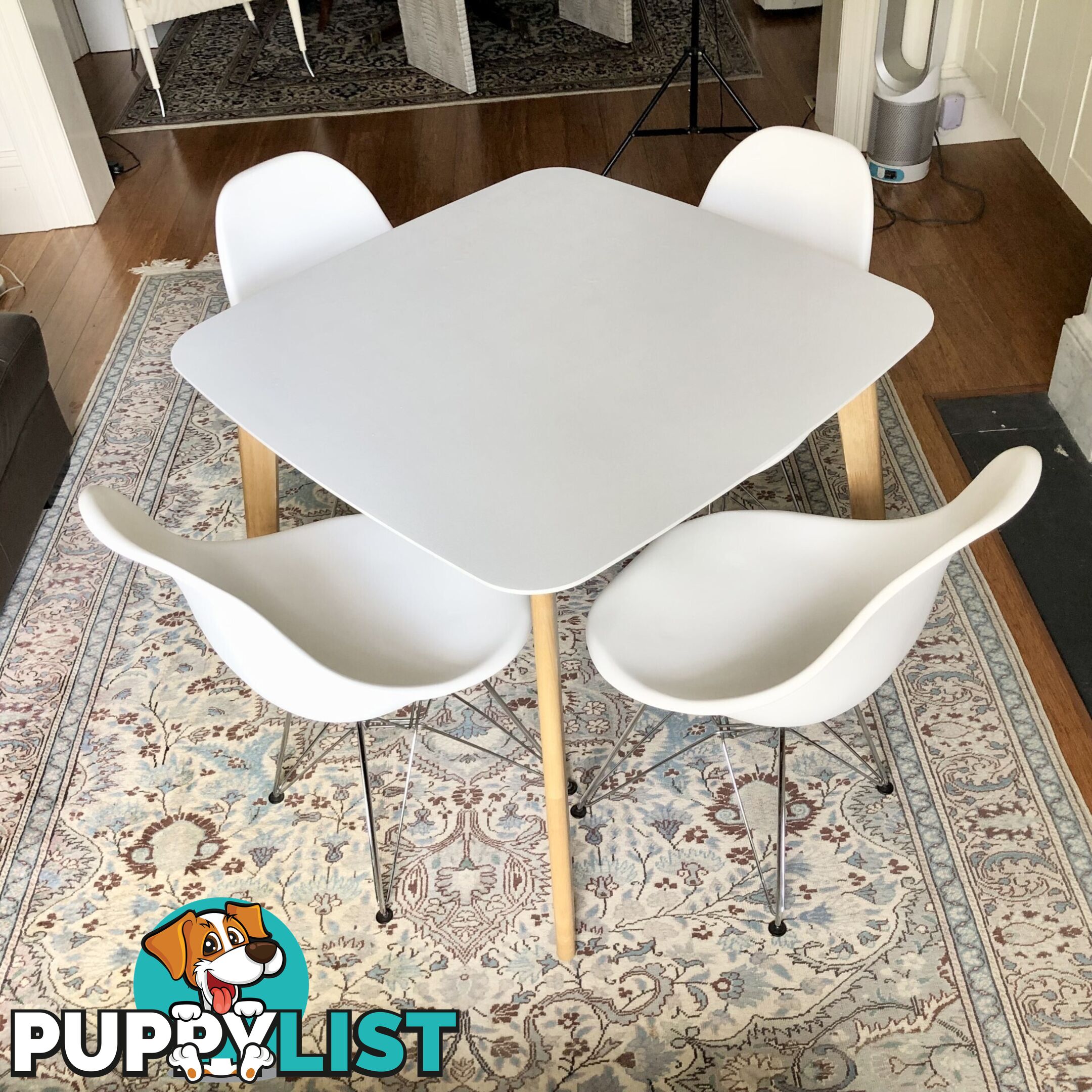 🌿4-Seater Perla Dining Table White/Natural