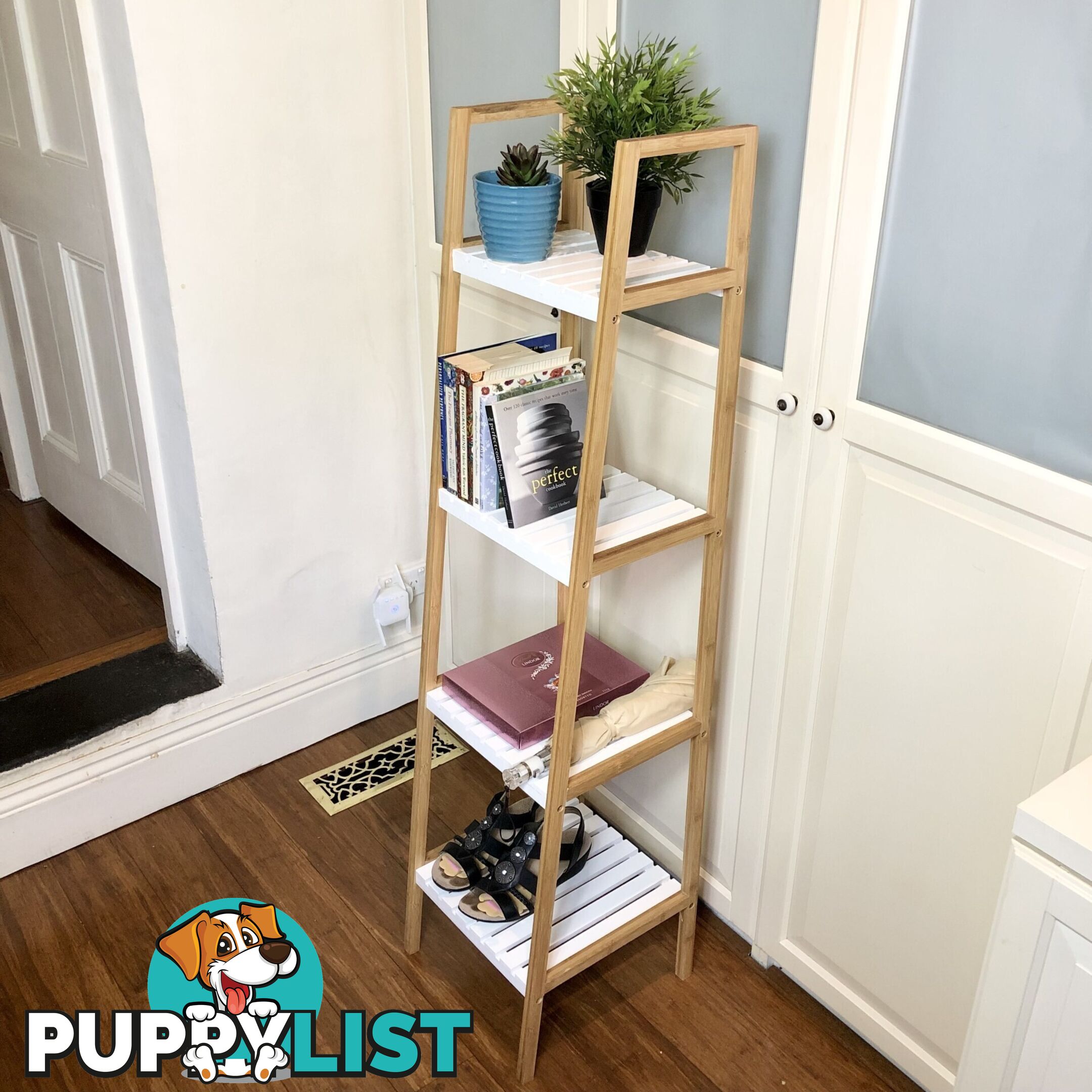 🐼138cm Tall 4-Tier Bamboo Storage Shelf