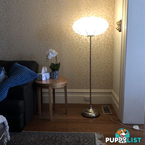 💡ONE Silver Floor Lamp with Saucer Bubble-style Fabric Shade