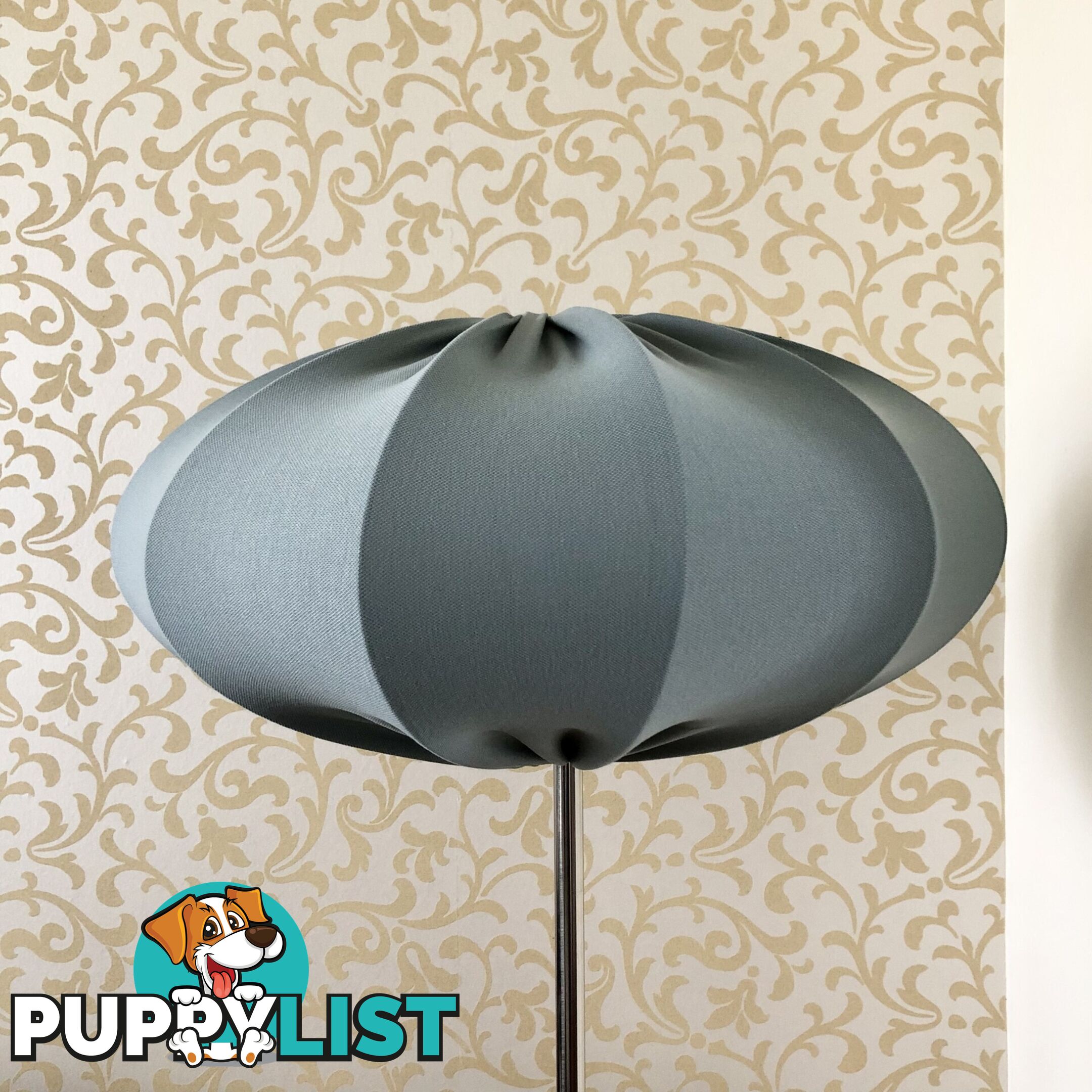 💡ONE Silver Floor Lamp with Saucer Bubble-style Fabric Shade