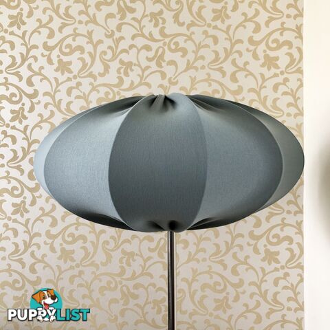 💡ONE Silver Floor Lamp with Saucer Bubble-style Fabric Shade