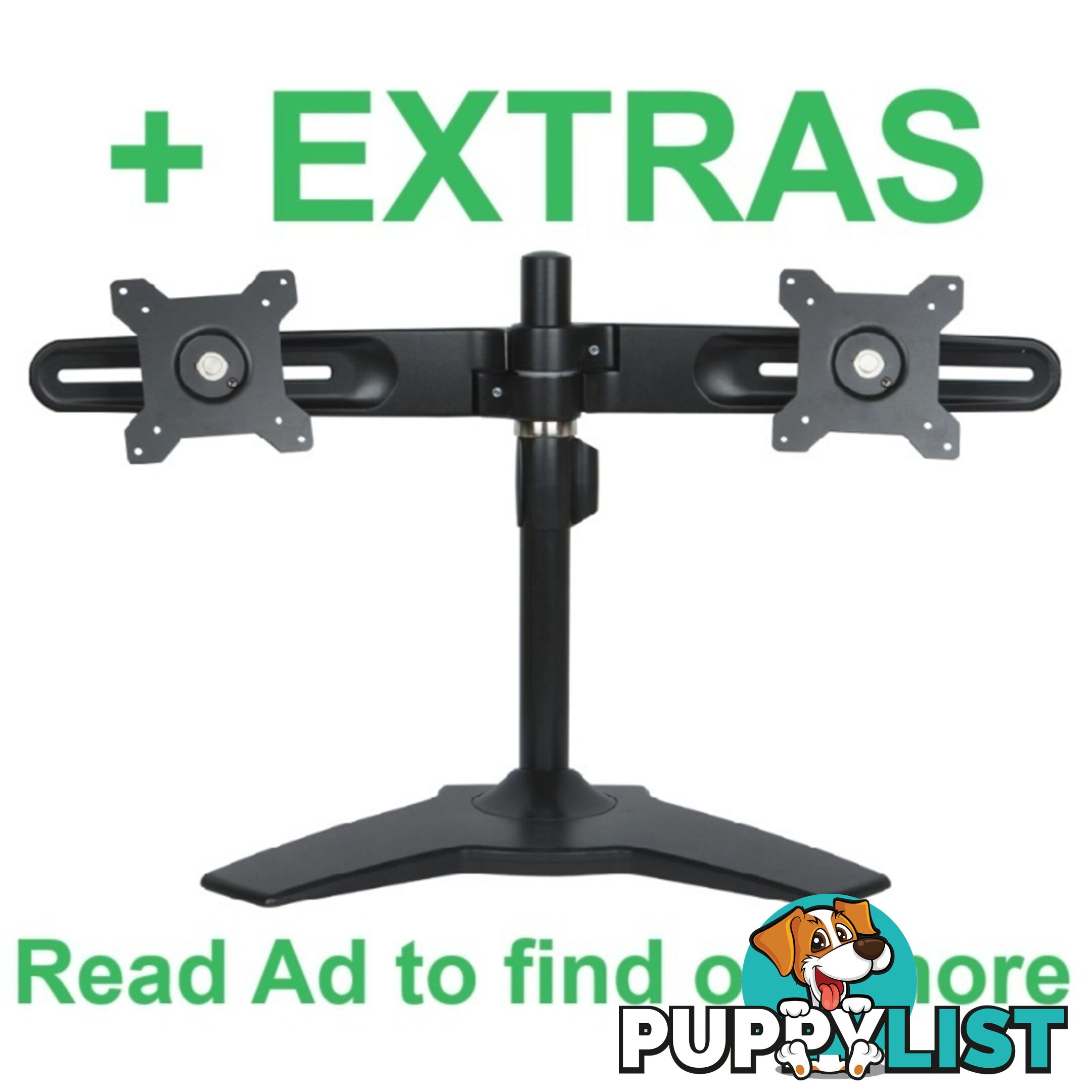 💻Fully Adjustable Dual Monitor Stand, Tilt, Swivel, Rotate, VESA Comp