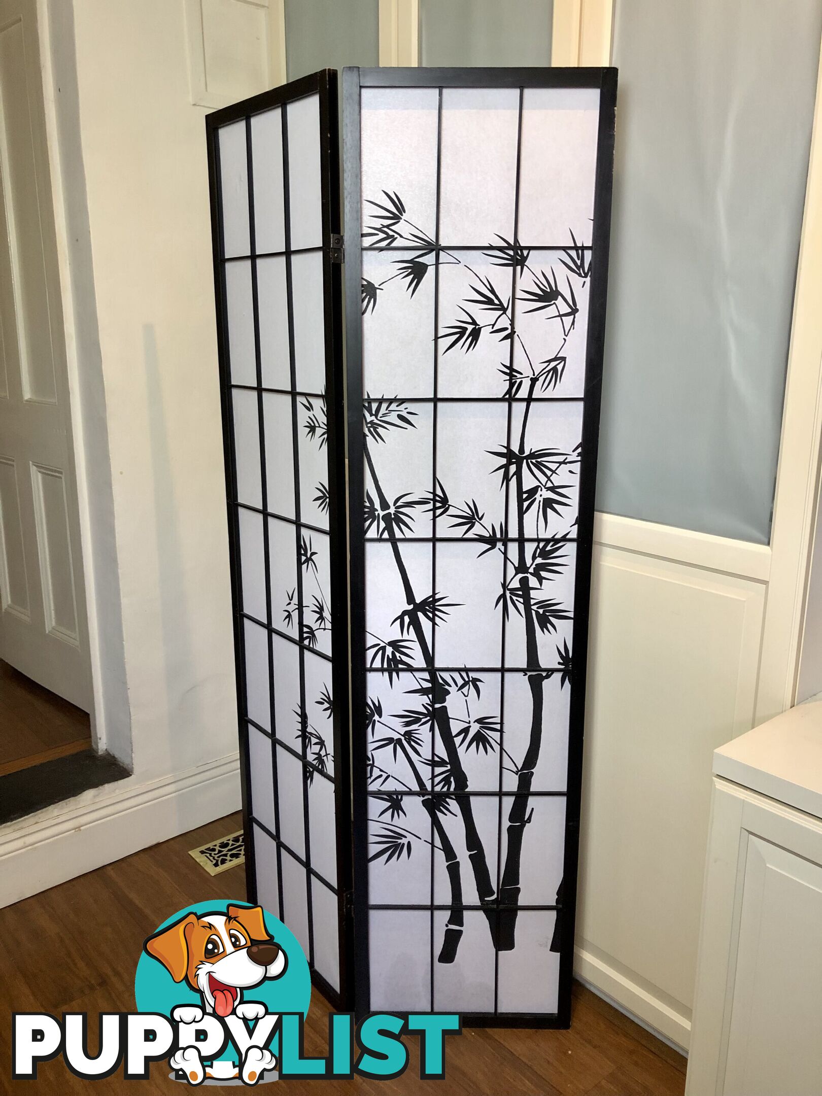 🎍180cm Tall 2 Panel Black & White Zen Room Divider Screen