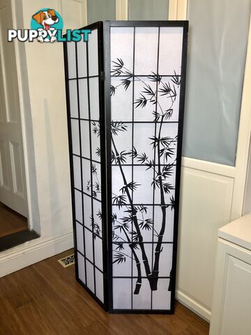 🎍180cm Tall 2 Panel Black & White Zen Room Divider Screen