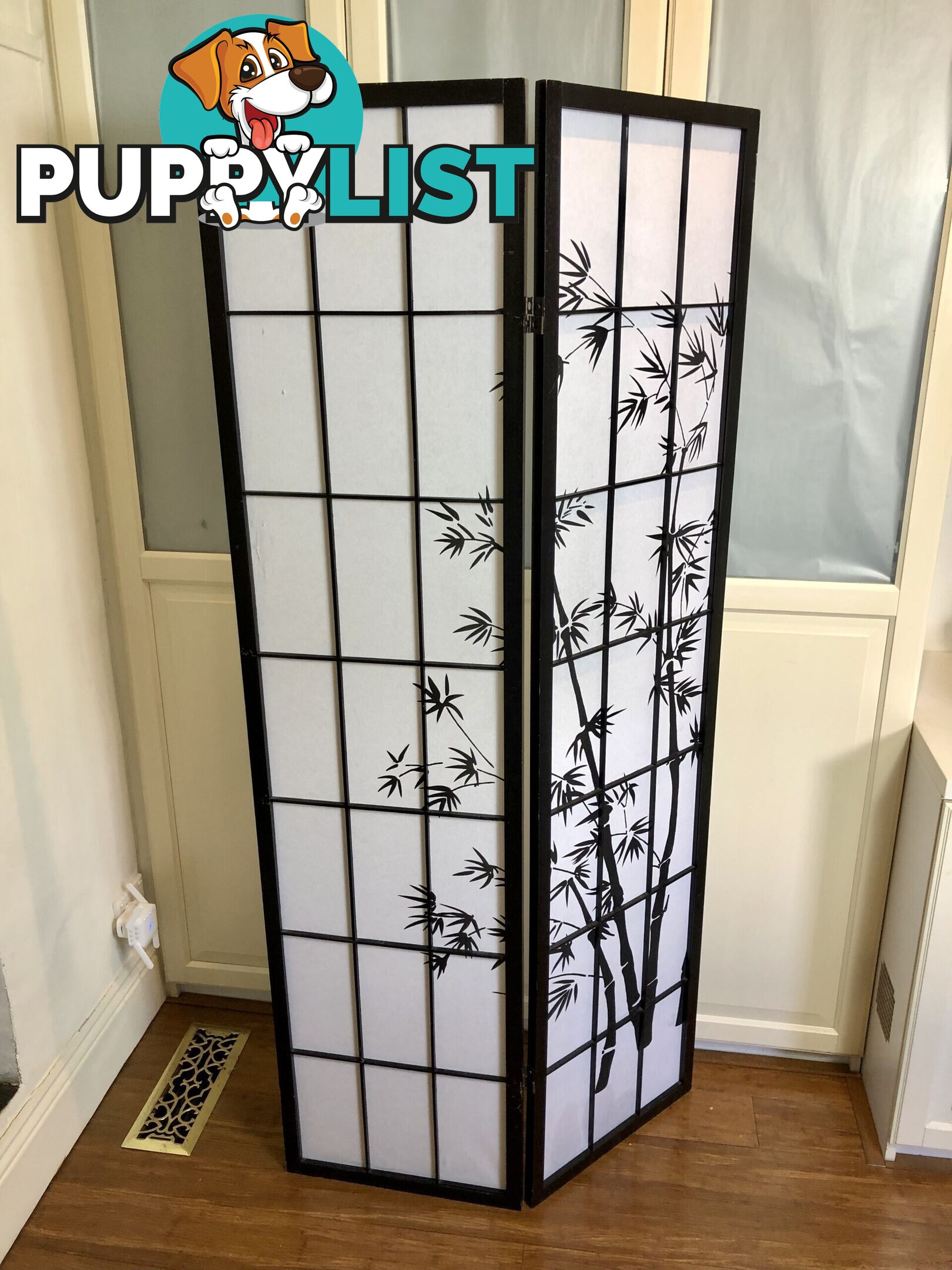 🎍180cm Tall 2 Panel Black & White Zen Room Divider Screen