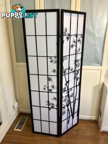 🎍180cm Tall 2 Panel Black & White Zen Room Divider Screen