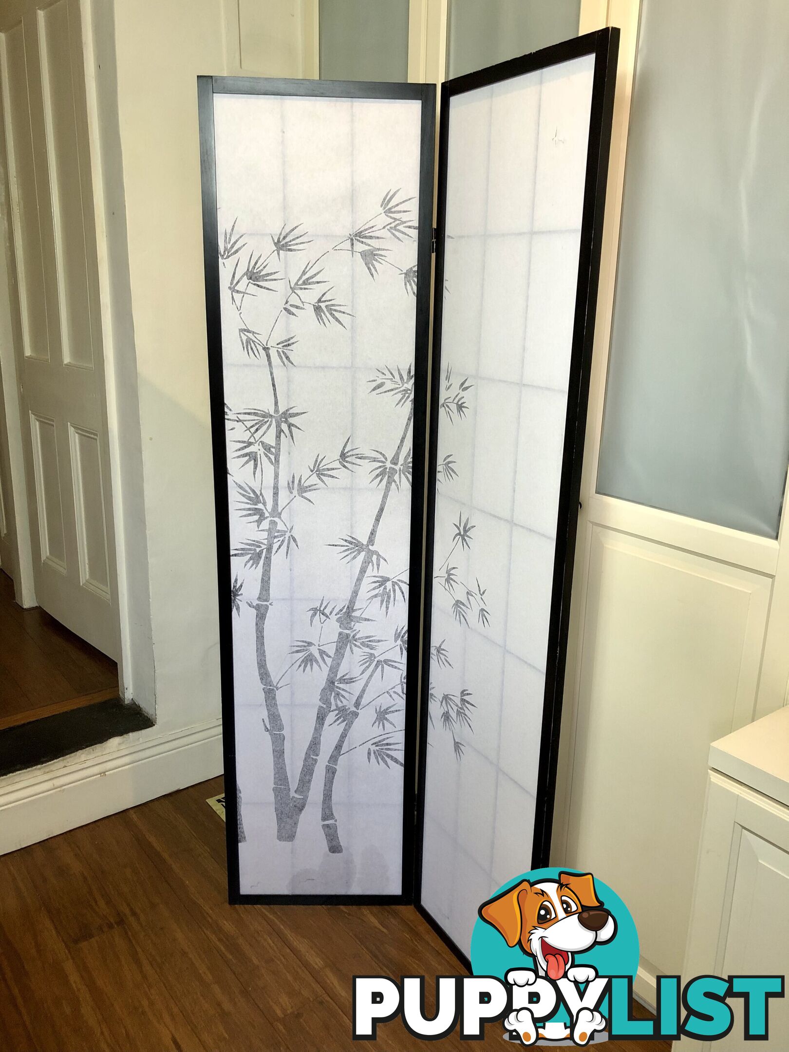 🎍180cm Tall 2 Panel Black & White Zen Room Divider Screen