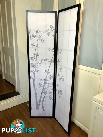 🎍180cm Tall 2 Panel Black & White Zen Room Divider Screen