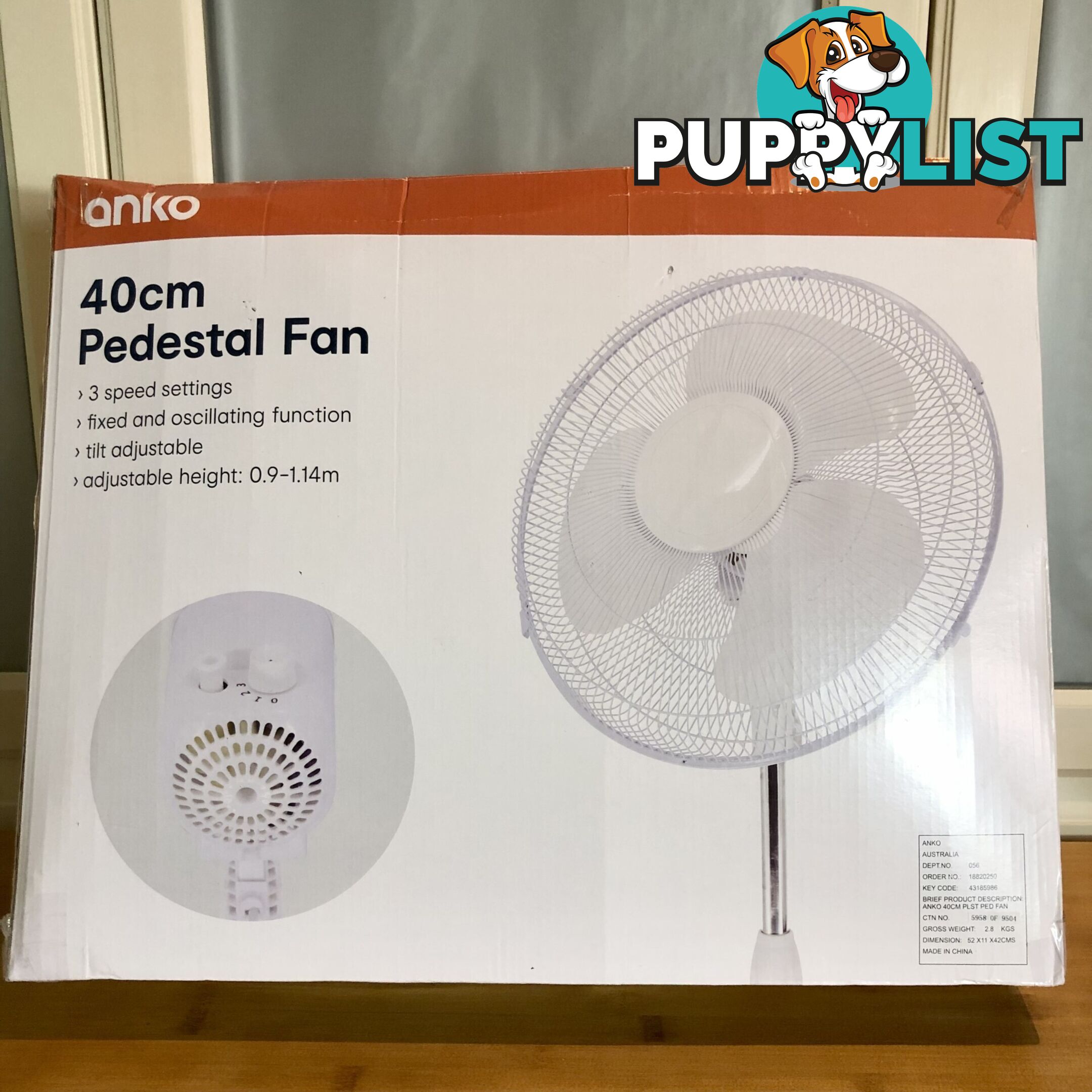 🪭Brand New In Box 40CM Height Adjustable Pedestal Fan