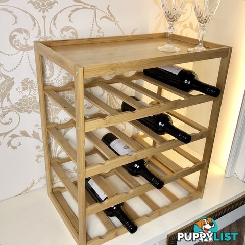 🌿5-Tier 20 Bottle Tray Top Bamboo Wine Storage Rack