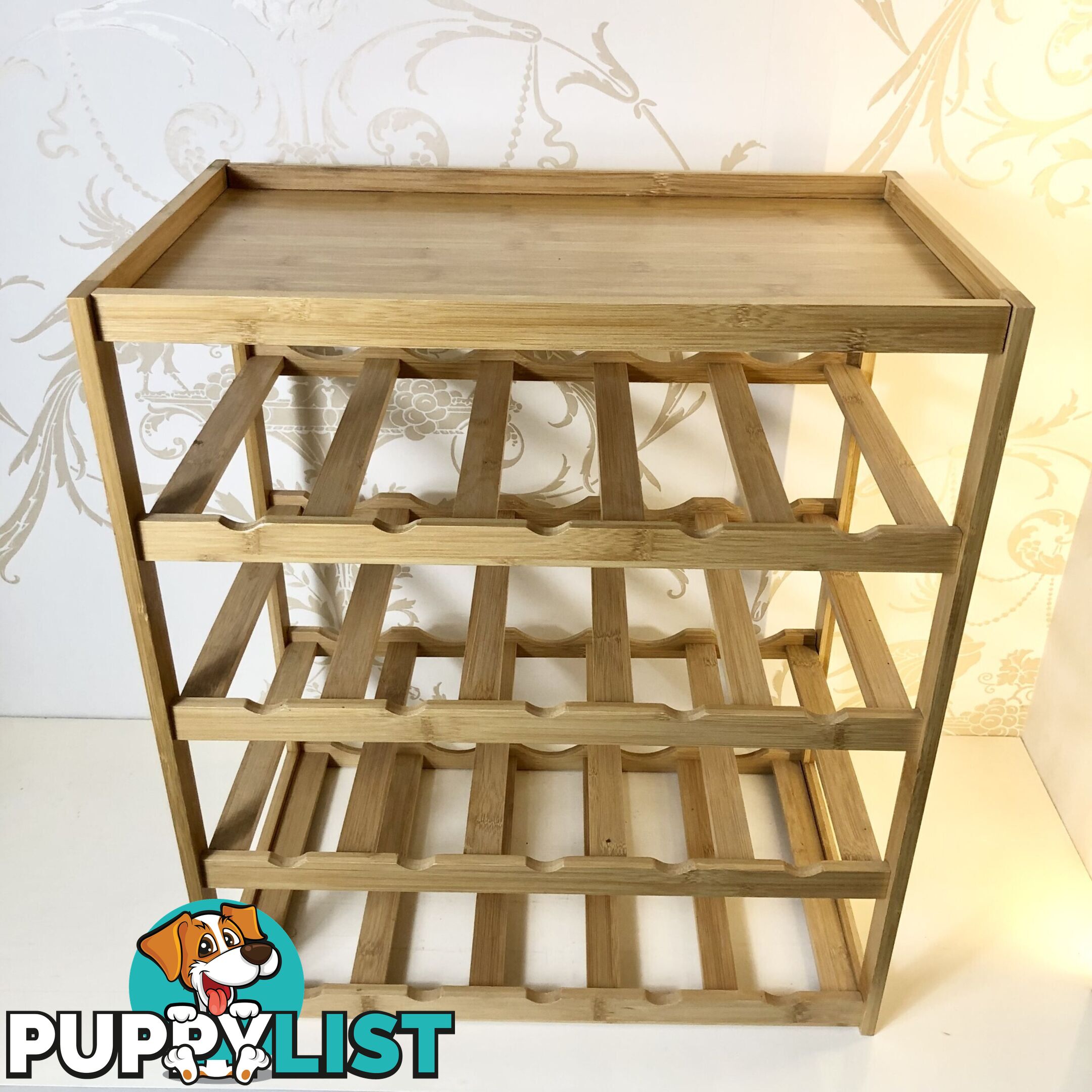 🌿5-Tier 20 Bottle Tray Top Bamboo Wine Storage Rack