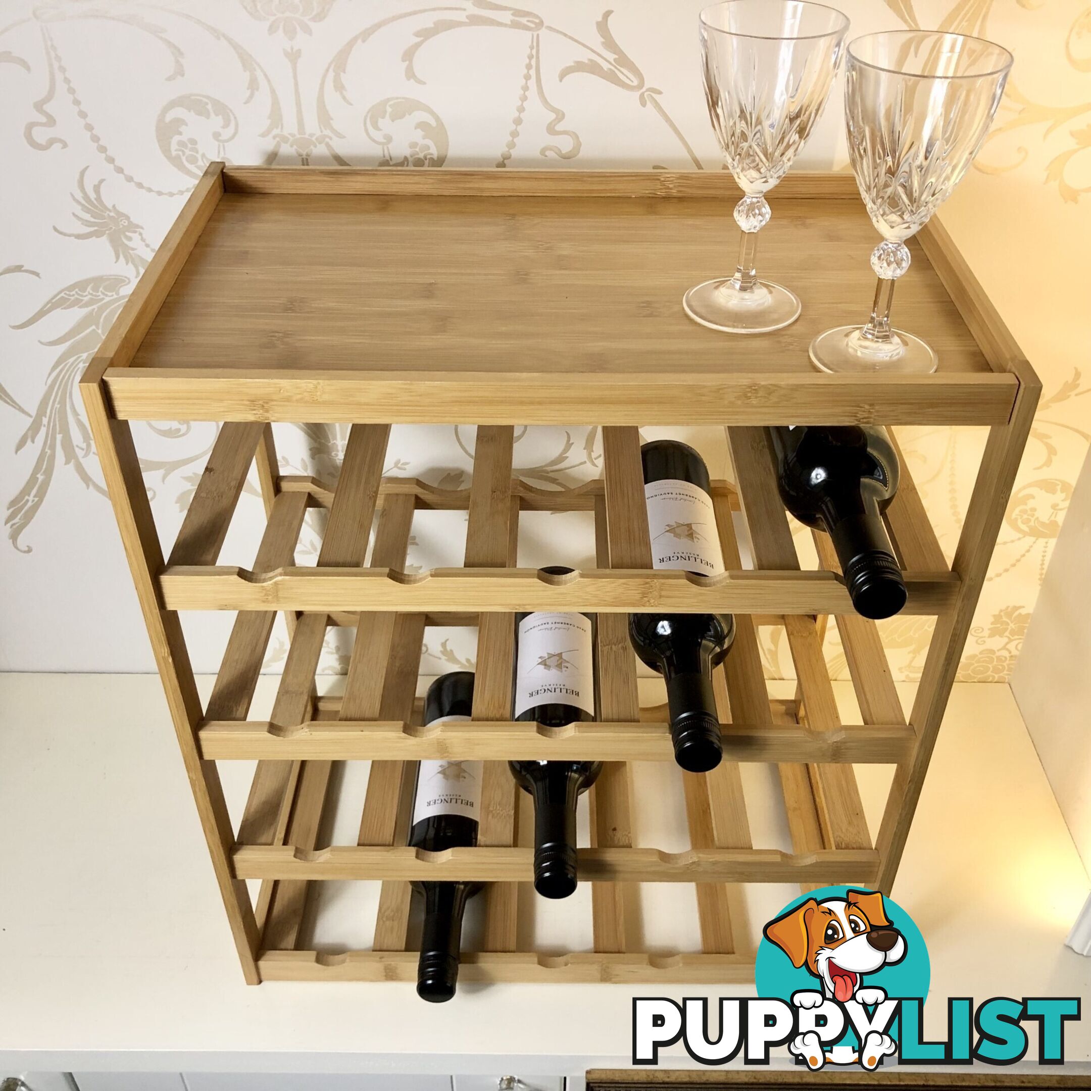 🌿5-Tier 20 Bottle Tray Top Bamboo Wine Storage Rack