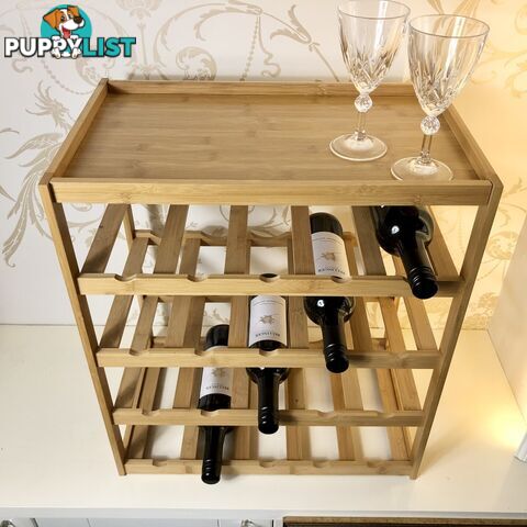 🌿5-Tier 20 Bottle Tray Top Bamboo Wine Storage Rack