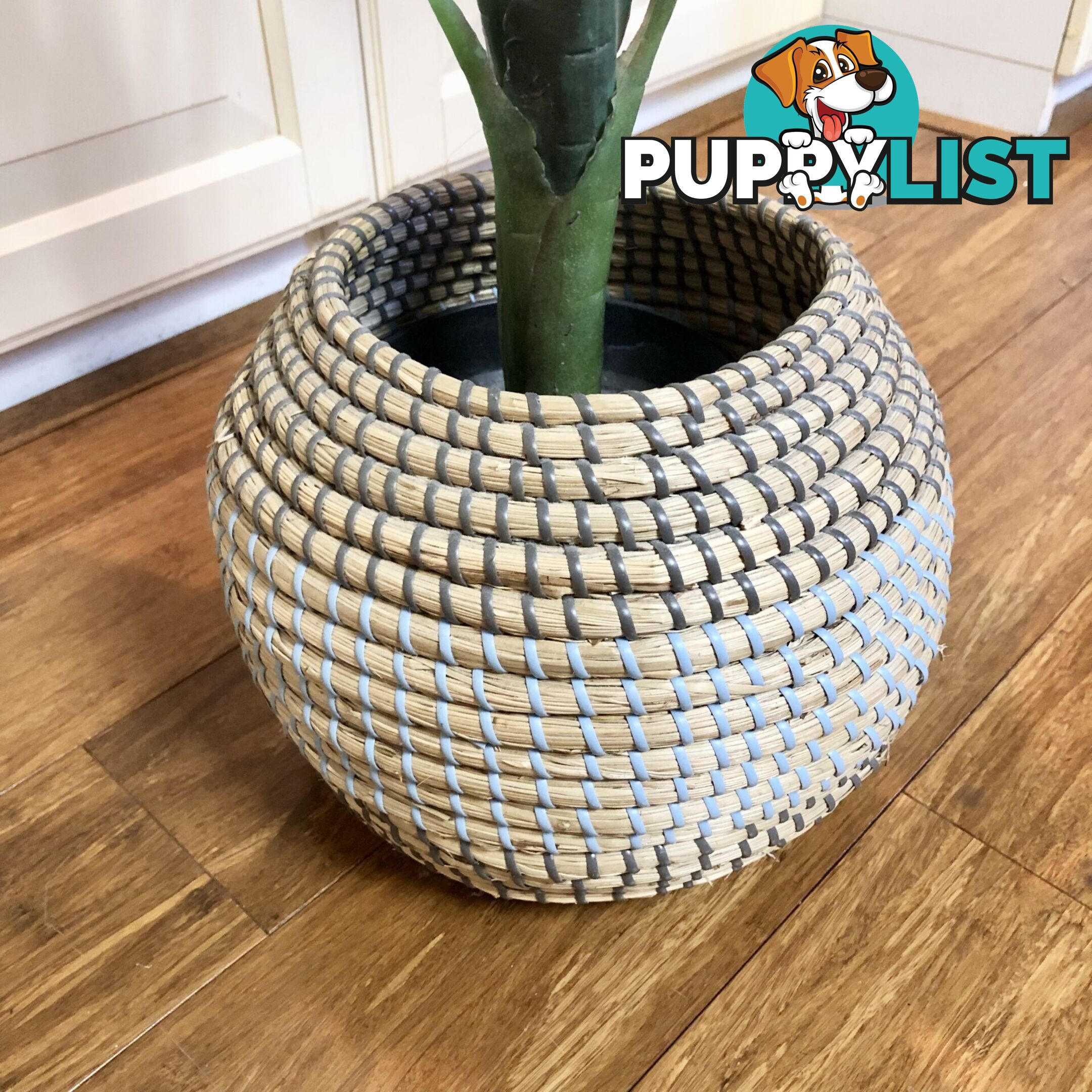 🌿100cm Synthetic Plant Green Monstera in Hand Woven Pot