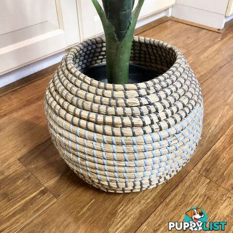 🌿100cm Synthetic Plant Green Monstera in Hand Woven Pot