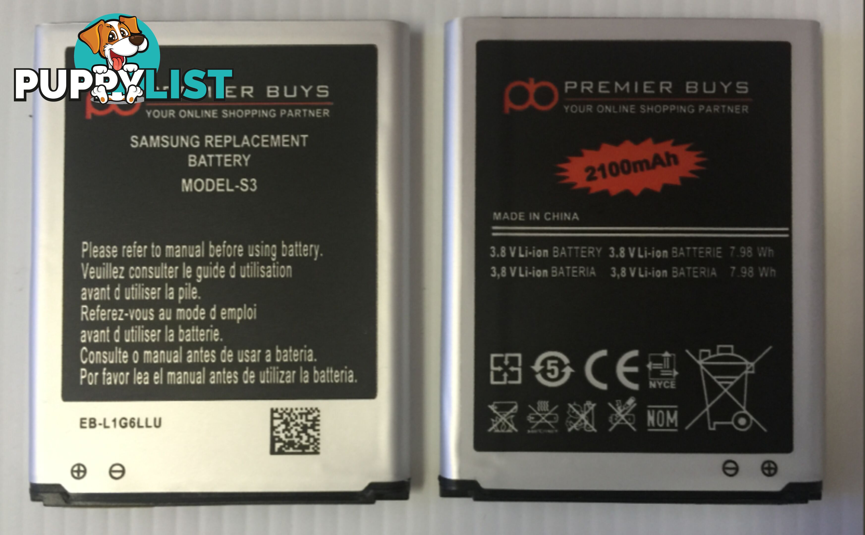 SAMSUNG S3, S4, S5 REPLACEMENT BATTERIES (new)