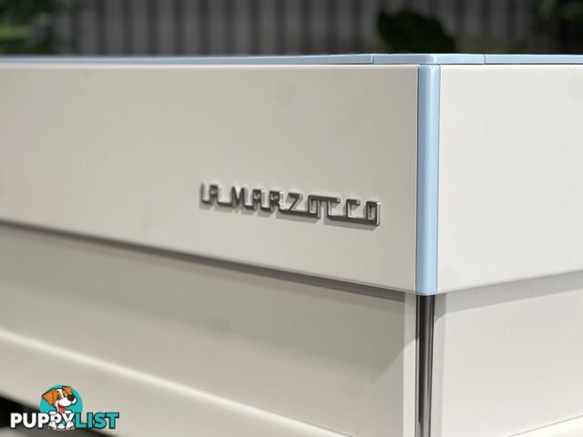 LA  MARZOCCO LINEA CLASSIC 3 GROUP WHITE &amp; LIGHT BLUE w. PESADO HANDLES ESPRESSO COFFEE MACHINE