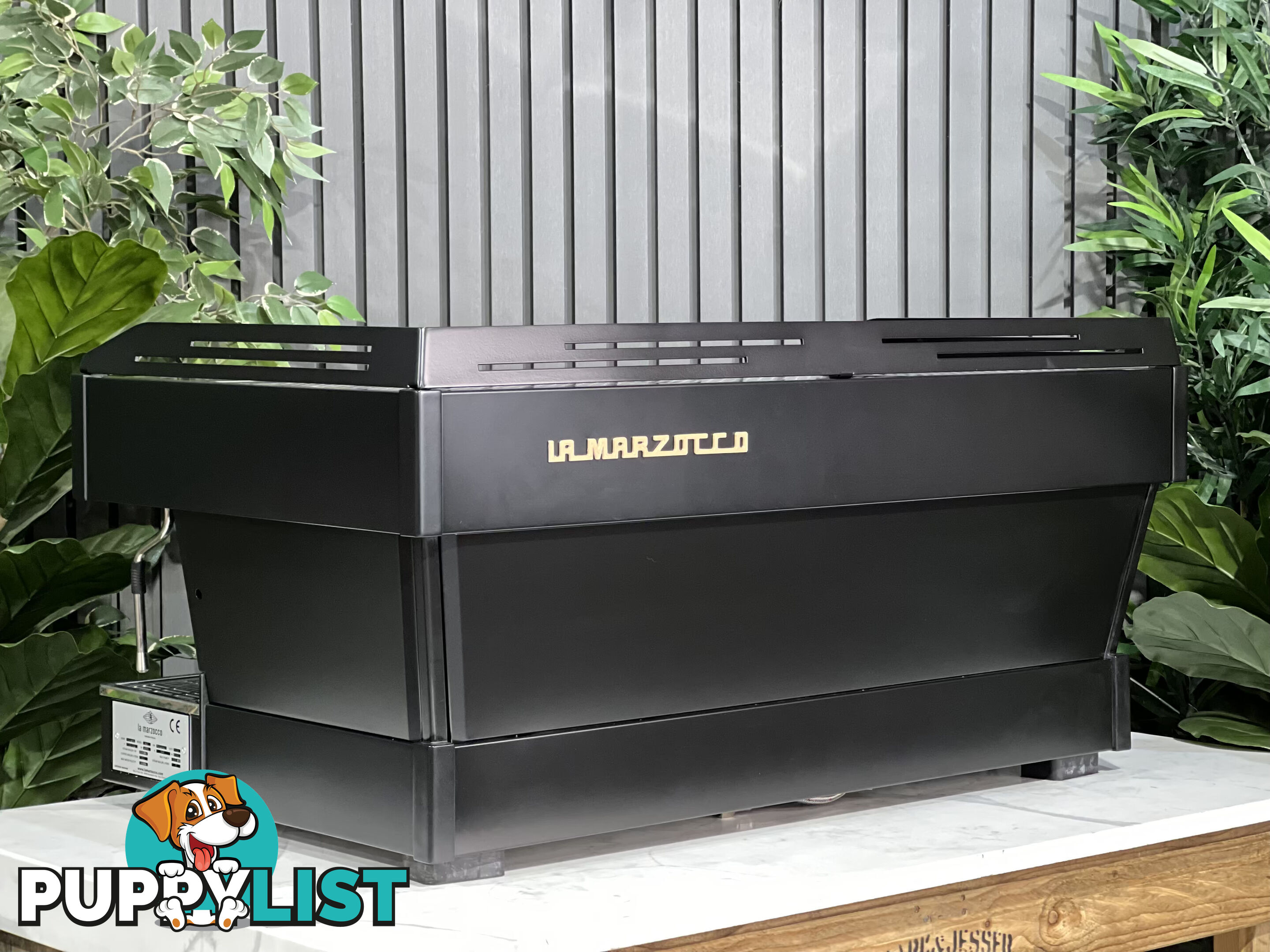 LA MARZOCCO LINEA PB 3 GROUP BLACK W/ GOLD PESADOS ESPRESSO COFFEE MACHINE