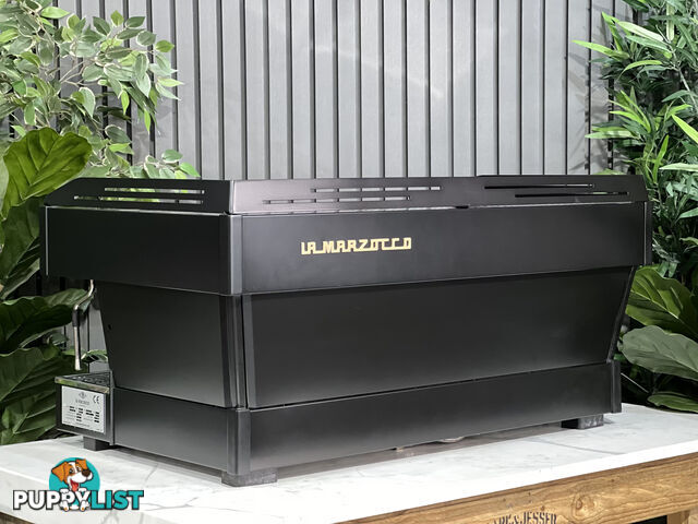 LA MARZOCCO LINEA PB 3 GROUP BLACK W/ GOLD PESADOS ESPRESSO COFFEE MACHINE